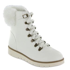 Mia Mikayla- white faux fur boots